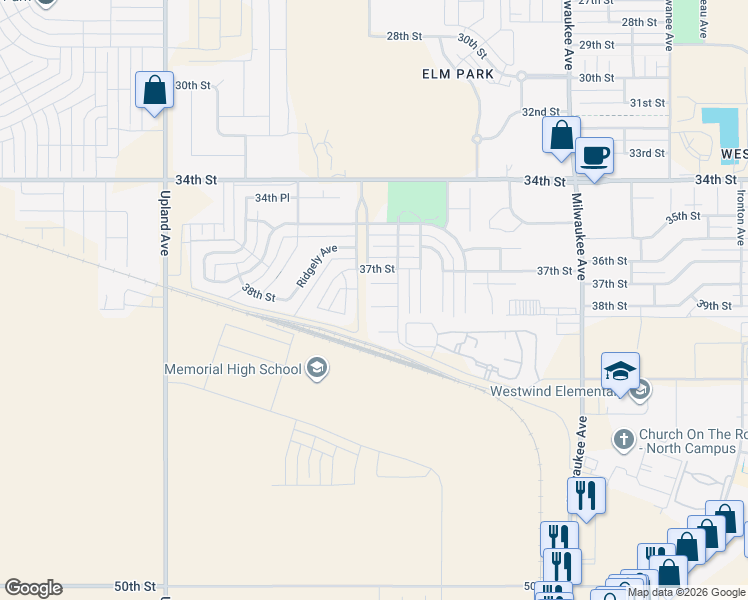 map of restaurants, bars, coffee shops, grocery stores, and more near 6902-6912 37th Street in Lubbock