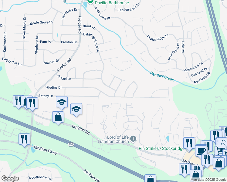 map of restaurants, bars, coffee shops, grocery stores, and more near 7171 Hazelwood Drive in Jonesboro