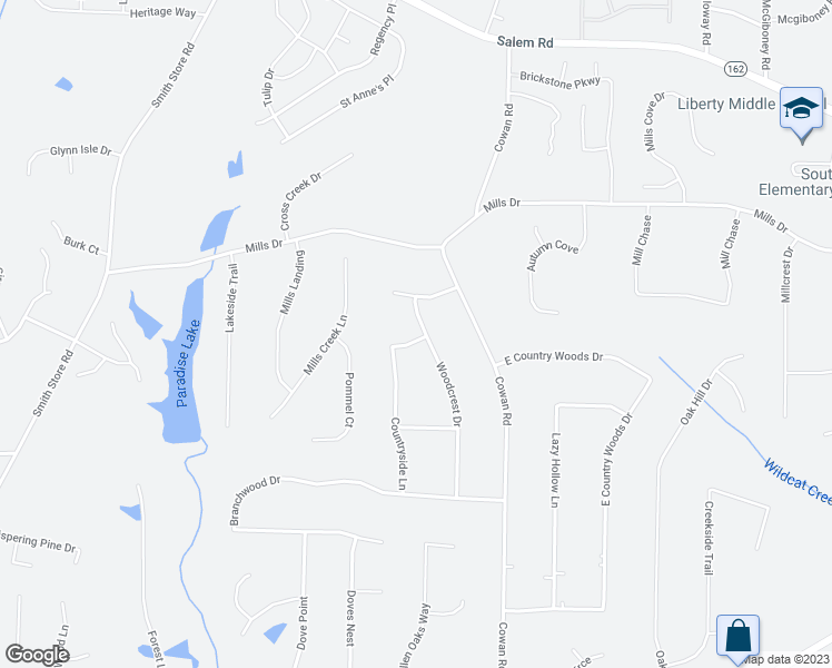 map of restaurants, bars, coffee shops, grocery stores, and more near 40 Woodcrest Drive in Covington