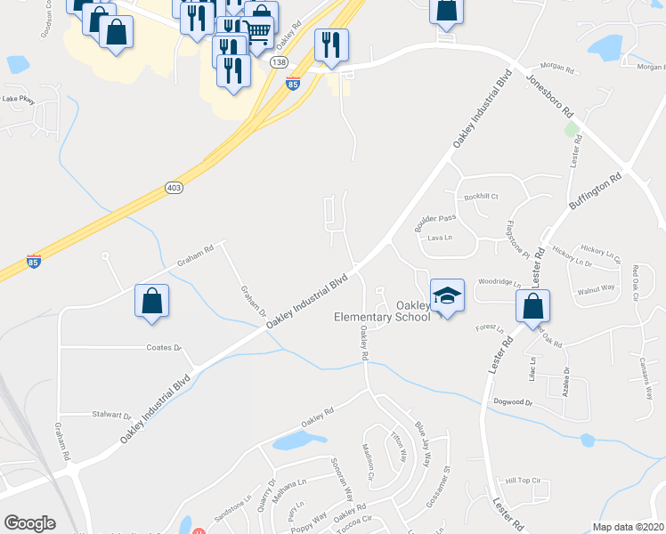 map of restaurants, bars, coffee shops, grocery stores, and more near 7355 Oakley Industrial Boulevard in Union City