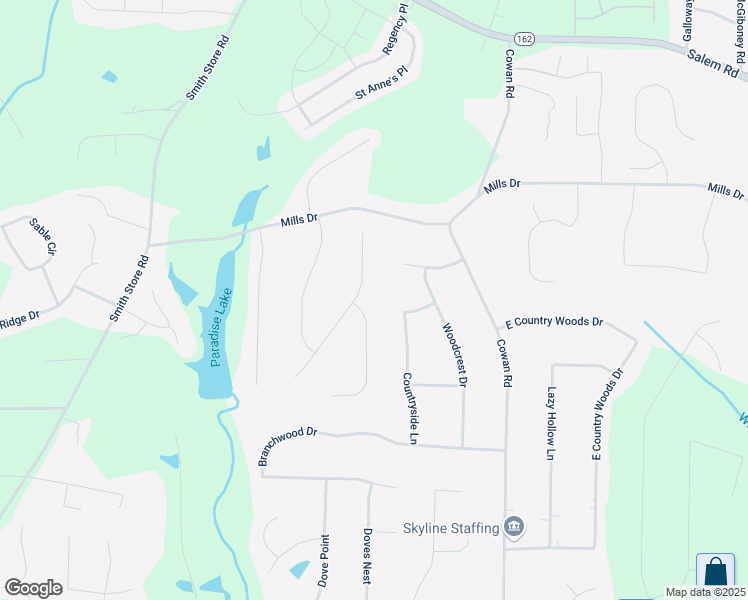 map of restaurants, bars, coffee shops, grocery stores, and more near 150 Mills Creek Lane in Covington