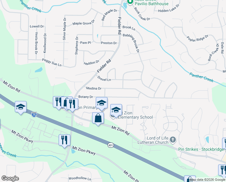 map of restaurants, bars, coffee shops, grocery stores, and more near 2971 Medina Drive in Jonesboro
