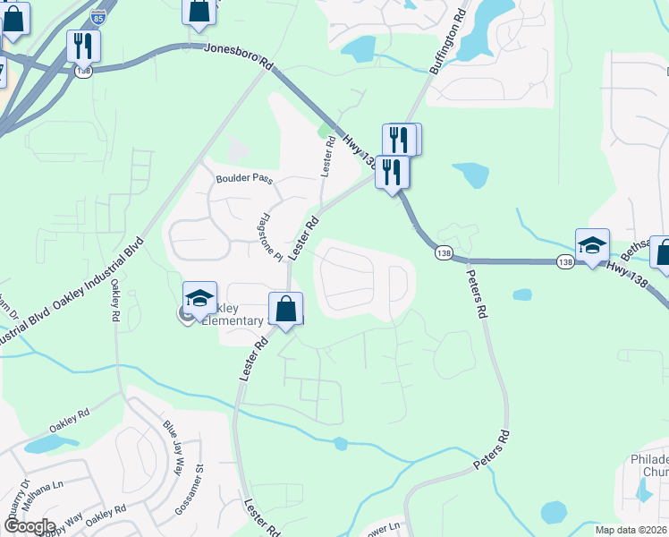 map of restaurants, bars, coffee shops, grocery stores, and more near 6116 Hickory Lane Drive in Union City