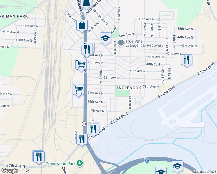 map of restaurants, bars, coffee shops, grocery stores, and more near 3932 38th Avenue North in Birmingham