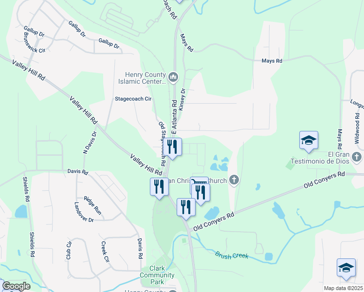 map of restaurants, bars, coffee shops, grocery stores, and more near 304 Shine Drive in Stockbridge