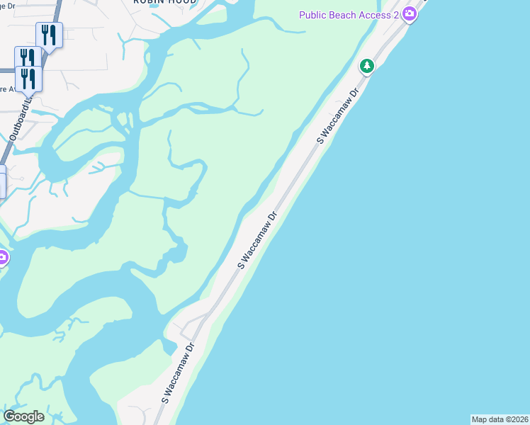 map of restaurants, bars, coffee shops, grocery stores, and more near 1206 South Waccamaw Drive in Murrells Inlet