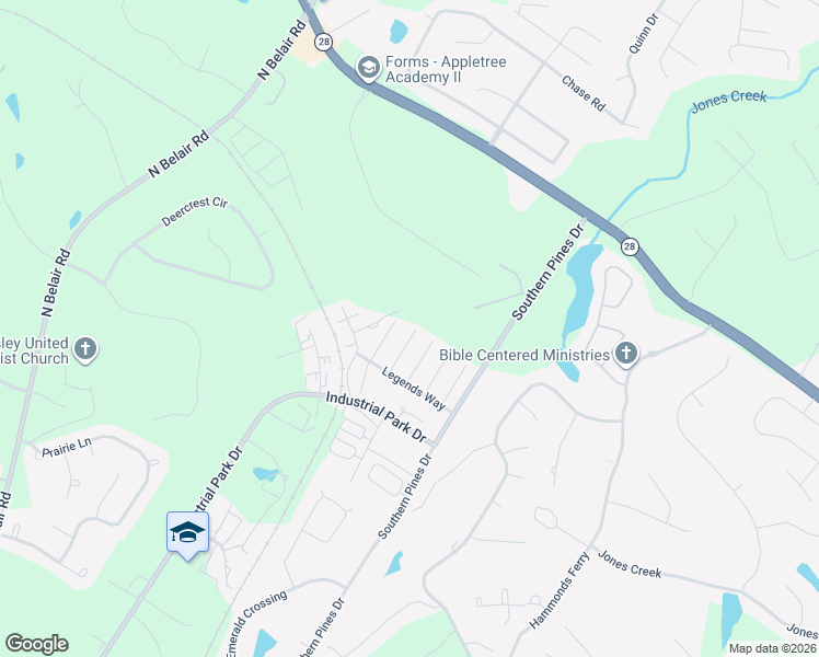 map of restaurants, bars, coffee shops, grocery stores, and more near 568 Southern Hills Drive in Evans