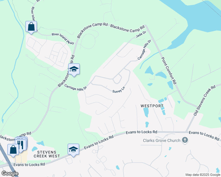 map of restaurants, bars, coffee shops, grocery stores, and more near 645 Surrrey Lane in Martinez