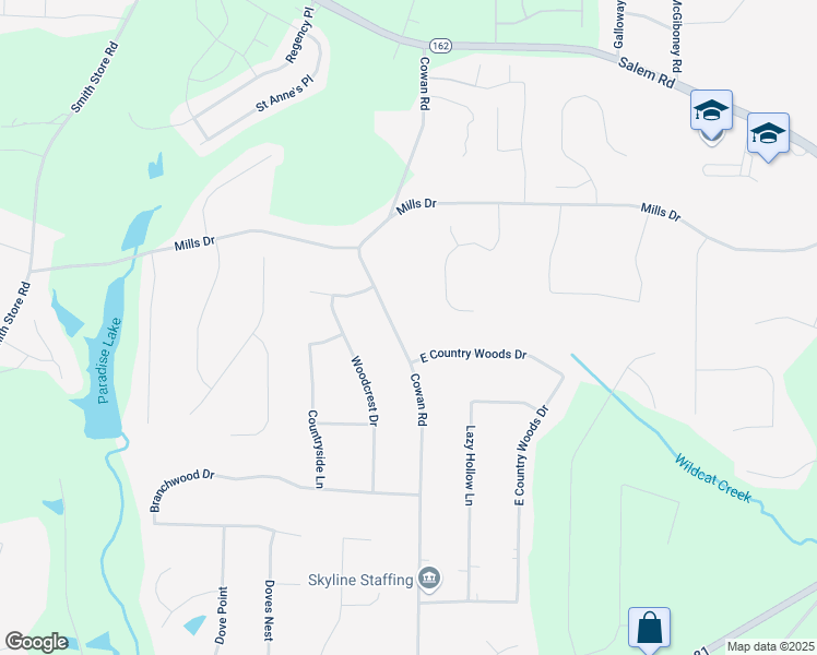 map of restaurants, bars, coffee shops, grocery stores, and more near 365 Cowan Road in Covington