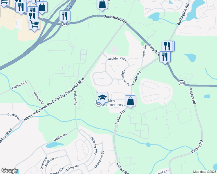 map of restaurants, bars, coffee shops, grocery stores, and more near 7179 Boulder Pass in Union City