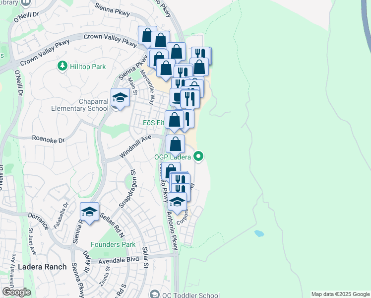 map of restaurants, bars, coffee shops, grocery stores, and more near 200 Corporate Drive in Ladera Ranch