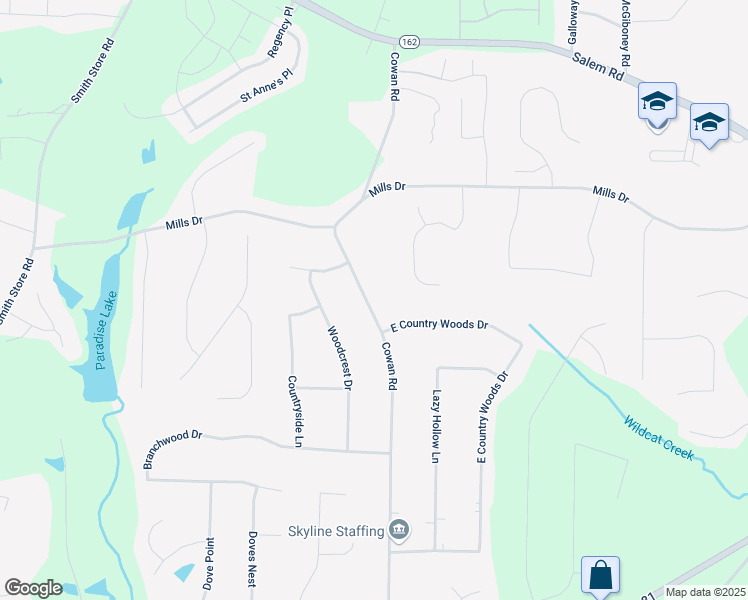 map of restaurants, bars, coffee shops, grocery stores, and more near 365 Cowan Road in Covington