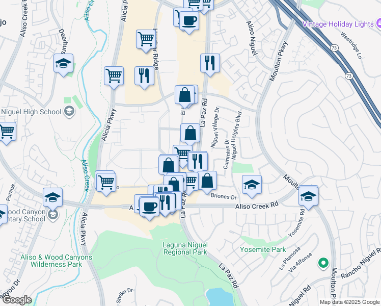 map of restaurants, bars, coffee shops, grocery stores, and more near 27782 El Lazo in Laguna Niguel