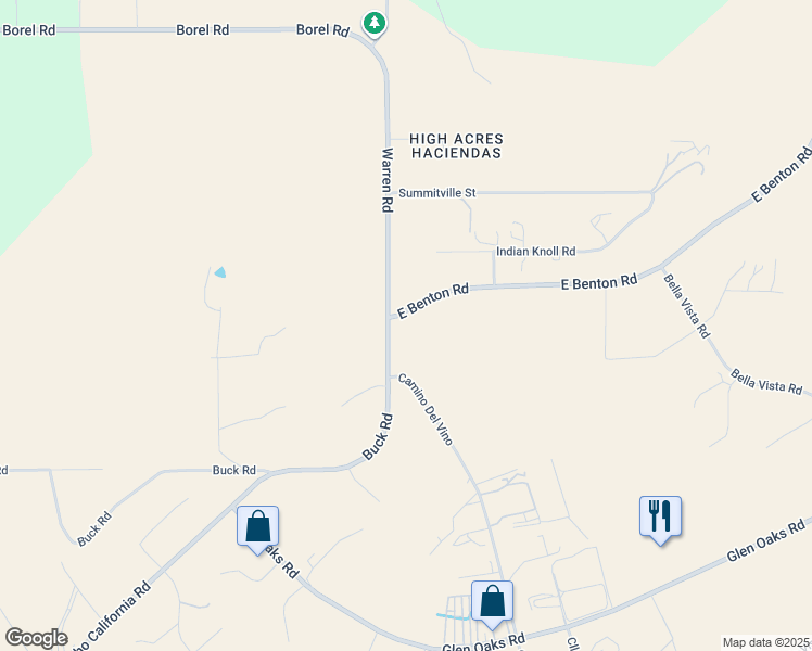 map of restaurants, bars, coffee shops, grocery stores, and more near 36051 East Benton Road in Temecula