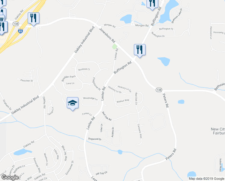 map of restaurants, bars, coffee shops, grocery stores, and more near 6352 Hickory Lane Circle in Union City