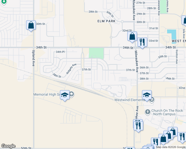 map of restaurants, bars, coffee shops, grocery stores, and more near 3703 Prentiss Avenue in Lubbock