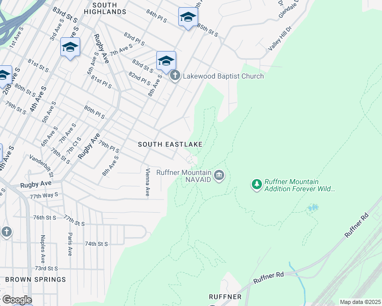 map of restaurants, bars, coffee shops, grocery stores, and more near 1214 81st Street South in Birmingham