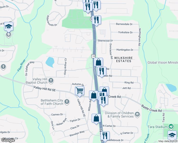 map of restaurants, bars, coffee shops, grocery stores, and more near in Clayton County