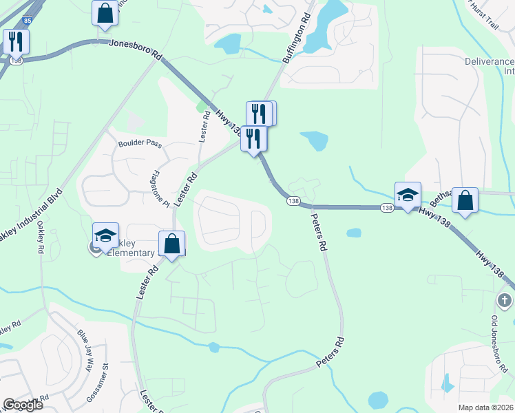 map of restaurants, bars, coffee shops, grocery stores, and more near 2147 Red Oak Circle in Union City