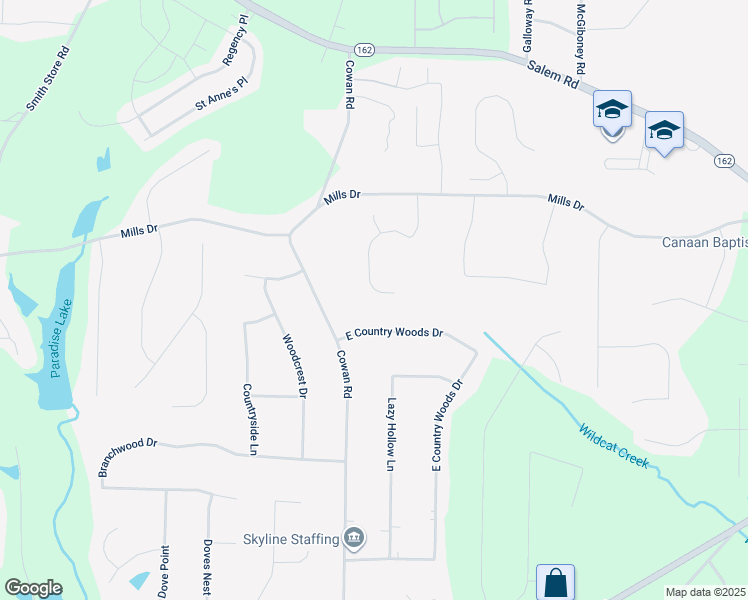 map of restaurants, bars, coffee shops, grocery stores, and more near 170 Autumn Cove in Covington