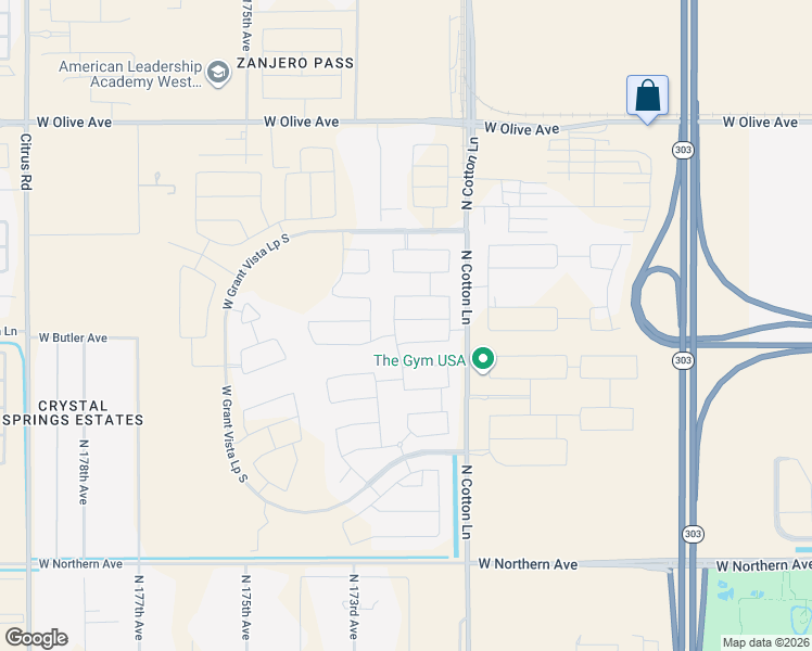 map of restaurants, bars, coffee shops, grocery stores, and more near 17203 W Seldon Ln in Waddell
