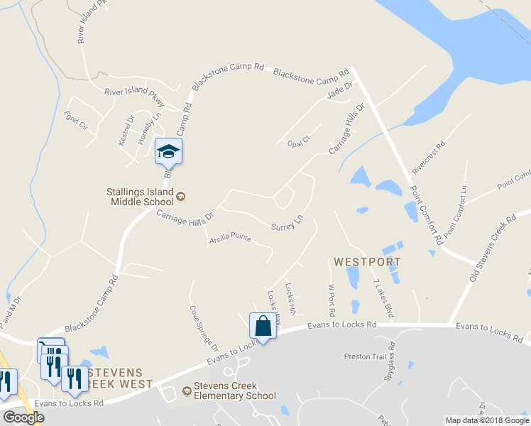 map of restaurants, bars, coffee shops, grocery stores, and more near 645 Surrrey Lane in Martinez