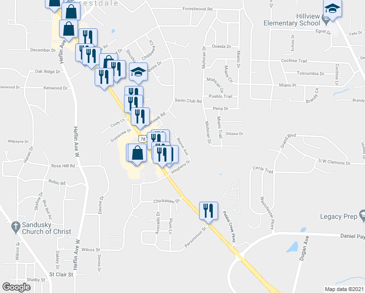map of restaurants, bars, coffee shops, grocery stores, and more near 1133 Beaver Avenue in Birmingham