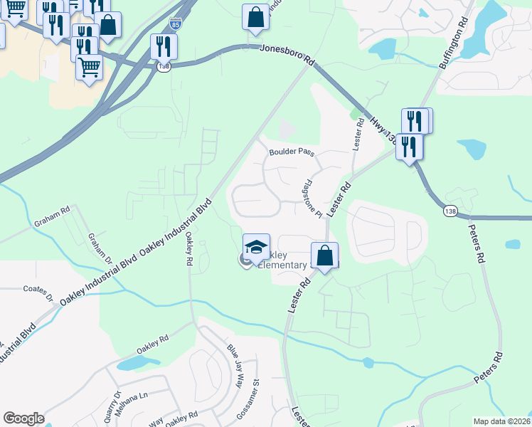 map of restaurants, bars, coffee shops, grocery stores, and more near 7184 Boulder Pass in Union City