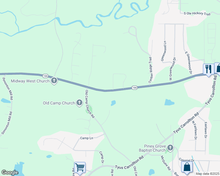 map of restaurants, bars, coffee shops, grocery stores, and more near 26 Shadow Lane in Carrollton