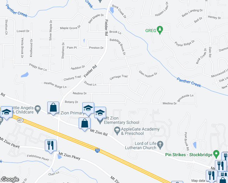 map of restaurants, bars, coffee shops, grocery stores, and more near 3034 Medina Drive in Jonesboro