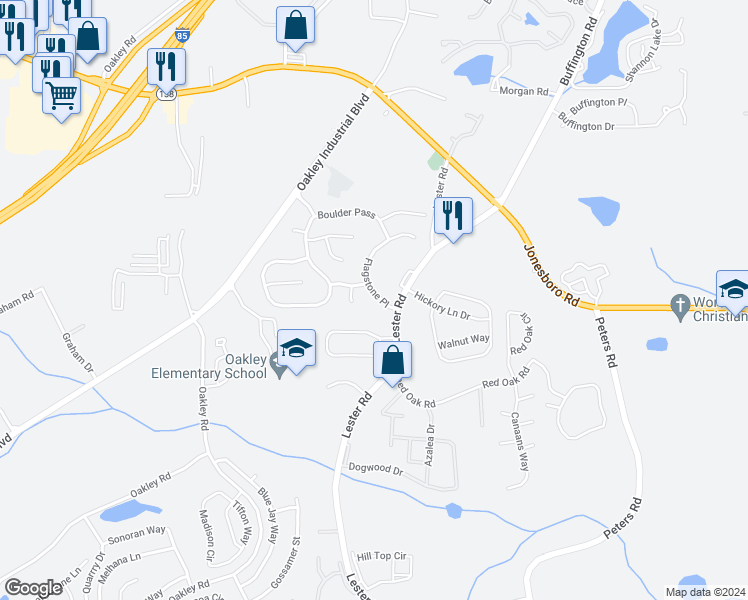 map of restaurants, bars, coffee shops, grocery stores, and more near 7183 Flagstone Place in Union City