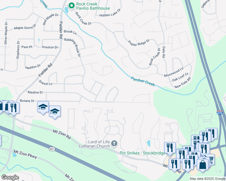 map of restaurants, bars, coffee shops, grocery stores, and more near 7215 Raintree Loop in Jonesboro