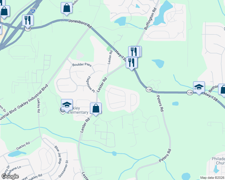 map of restaurants, bars, coffee shops, grocery stores, and more near 6200 Hickory Lane Circle in Union City