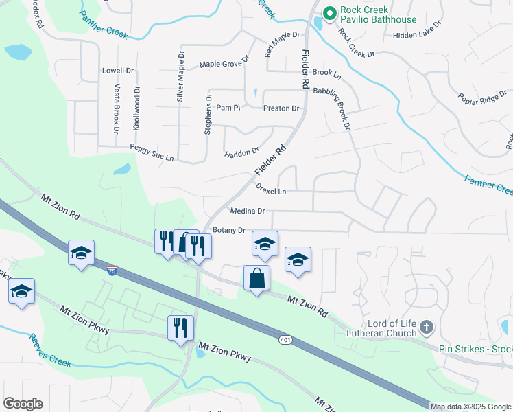 map of restaurants, bars, coffee shops, grocery stores, and more near 2906 Medina Drive in Jonesboro