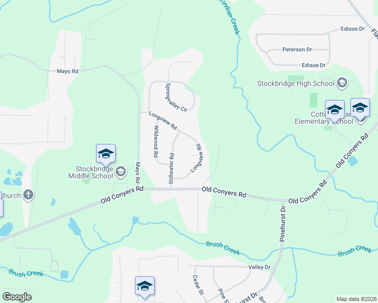 map of restaurants, bars, coffee shops, grocery stores, and more near 103 Longview Circle in Stockbridge