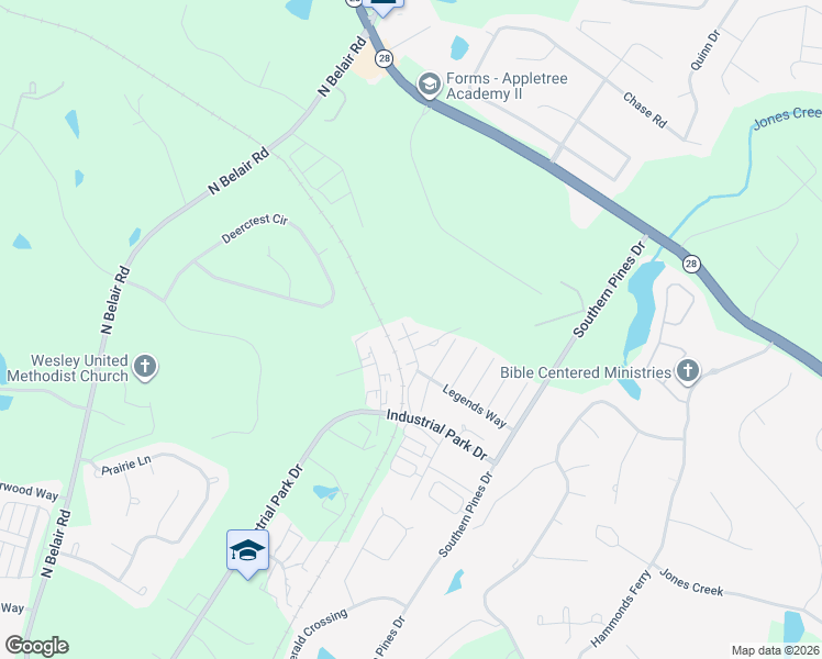 map of restaurants, bars, coffee shops, grocery stores, and more near 816 Player Way in Evans