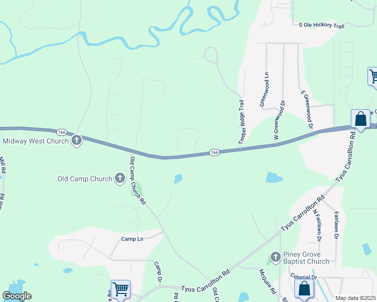 map of restaurants, bars, coffee shops, grocery stores, and more near 2855 Georgia 166 in Carrollton