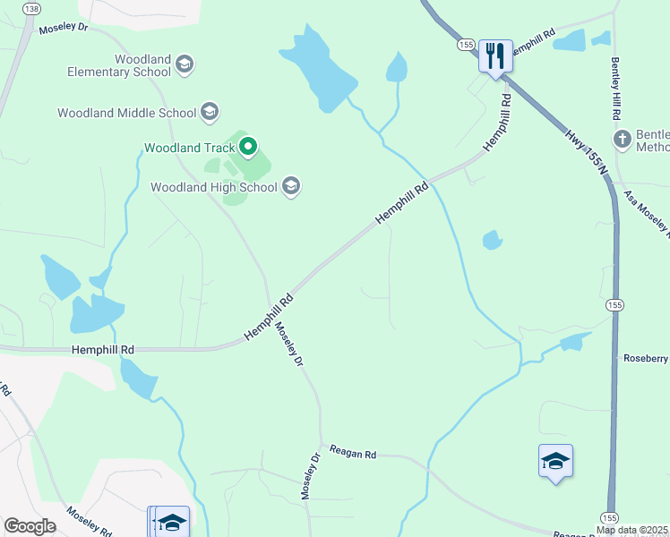 map of restaurants, bars, coffee shops, grocery stores, and more near 1172 Hemphill Road in Stockbridge