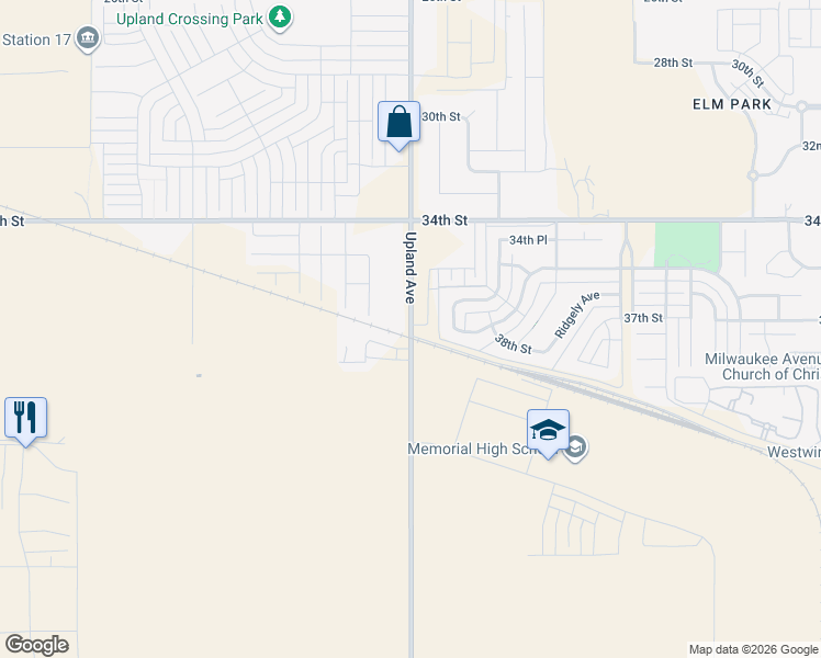 map of restaurants, bars, coffee shops, grocery stores, and more near 3907 Upland Avenue in Lubbock