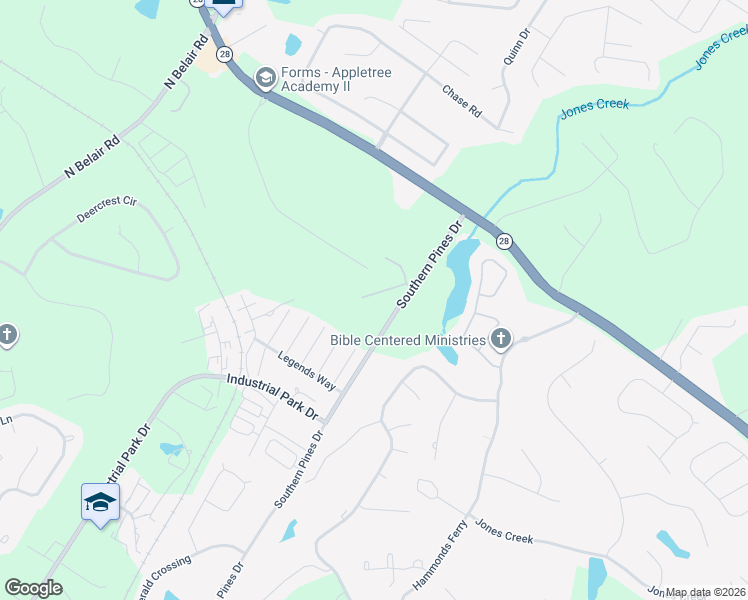 map of restaurants, bars, coffee shops, grocery stores, and more near 529 Laniers Way in Evans