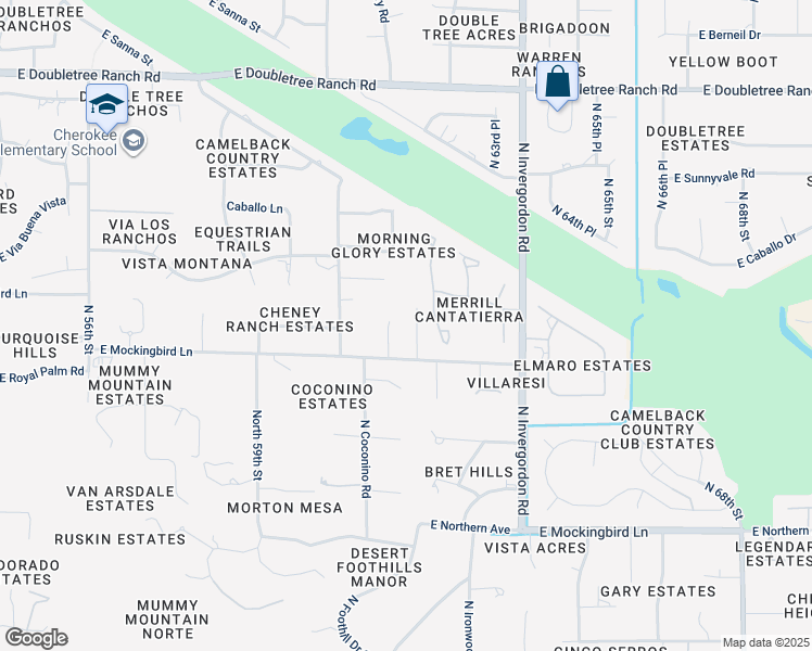map of restaurants, bars, coffee shops, grocery stores, and more near 8275 North 61st Place in Paradise Valley