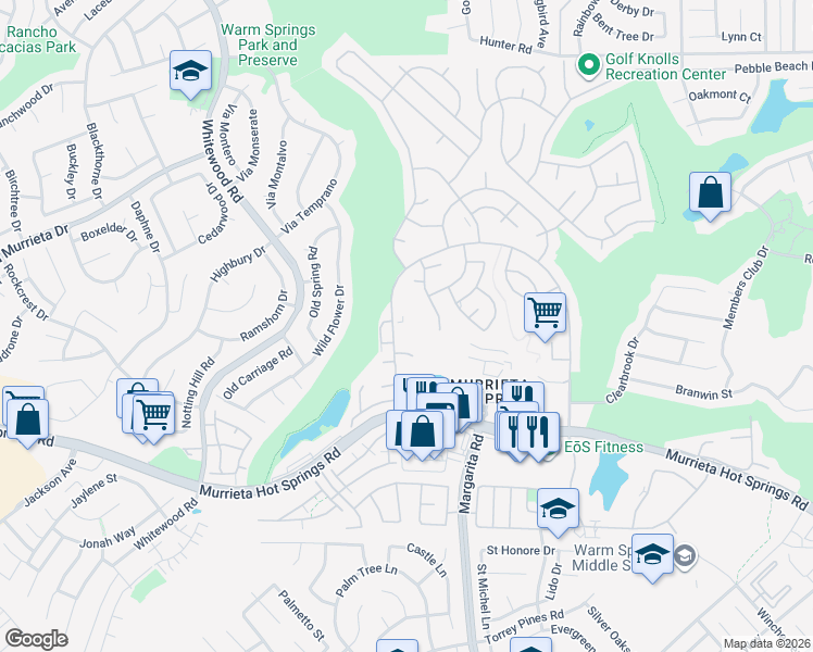 map of restaurants, bars, coffee shops, grocery stores, and more near 28491 Via Princesa in Murrieta