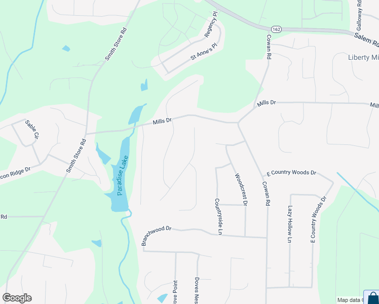 map of restaurants, bars, coffee shops, grocery stores, and more near 165 Mills Creek Lane in Covington