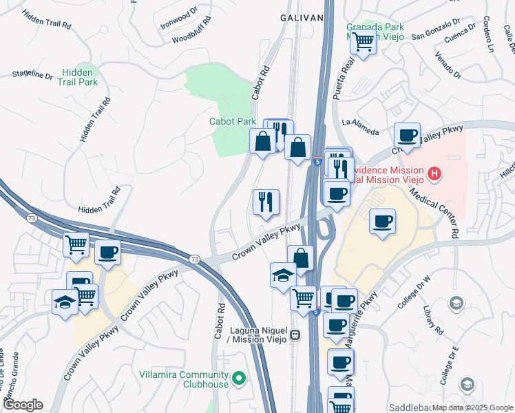 map of restaurants, bars, coffee shops, grocery stores, and more near 26099 Cape Drive in Laguna Niguel