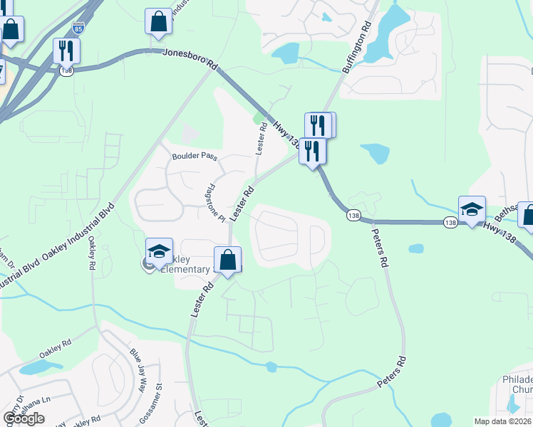 map of restaurants, bars, coffee shops, grocery stores, and more near 6214 Hickory Lane Circle in Union City