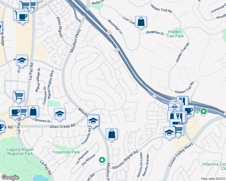 map of restaurants, bars, coffee shops, grocery stores, and more near 27731 Daisyfield Drive in Laguna Niguel