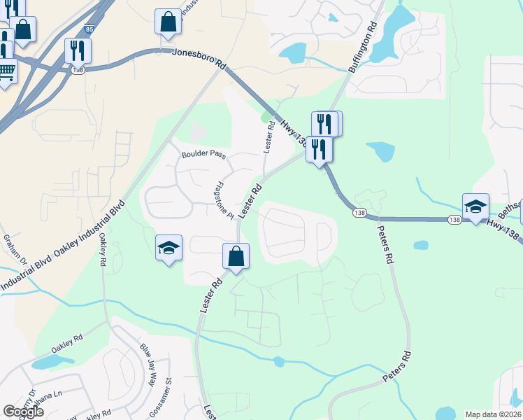 map of restaurants, bars, coffee shops, grocery stores, and more near 6101 Hickory Lane Drive in Union City