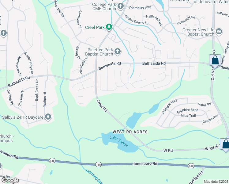 map of restaurants, bars, coffee shops, grocery stores, and more near 6900 Old Bethsaida Way in Riverdale