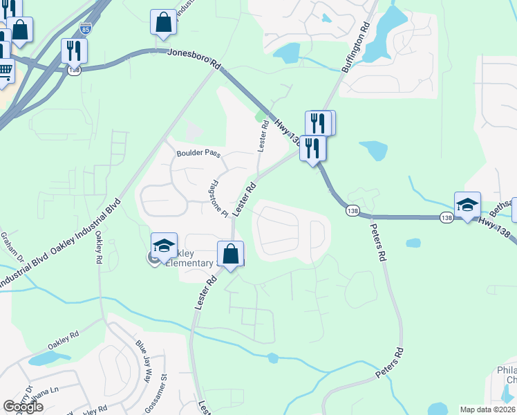 map of restaurants, bars, coffee shops, grocery stores, and more near 6105 Hickory Lane Drive in Union City