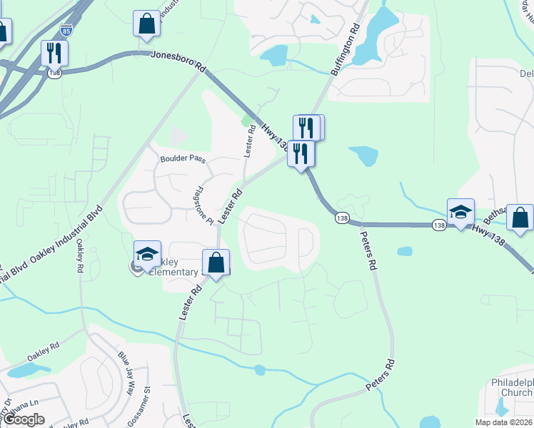 map of restaurants, bars, coffee shops, grocery stores, and more near 6225 Hickory Lane Drive in Union City